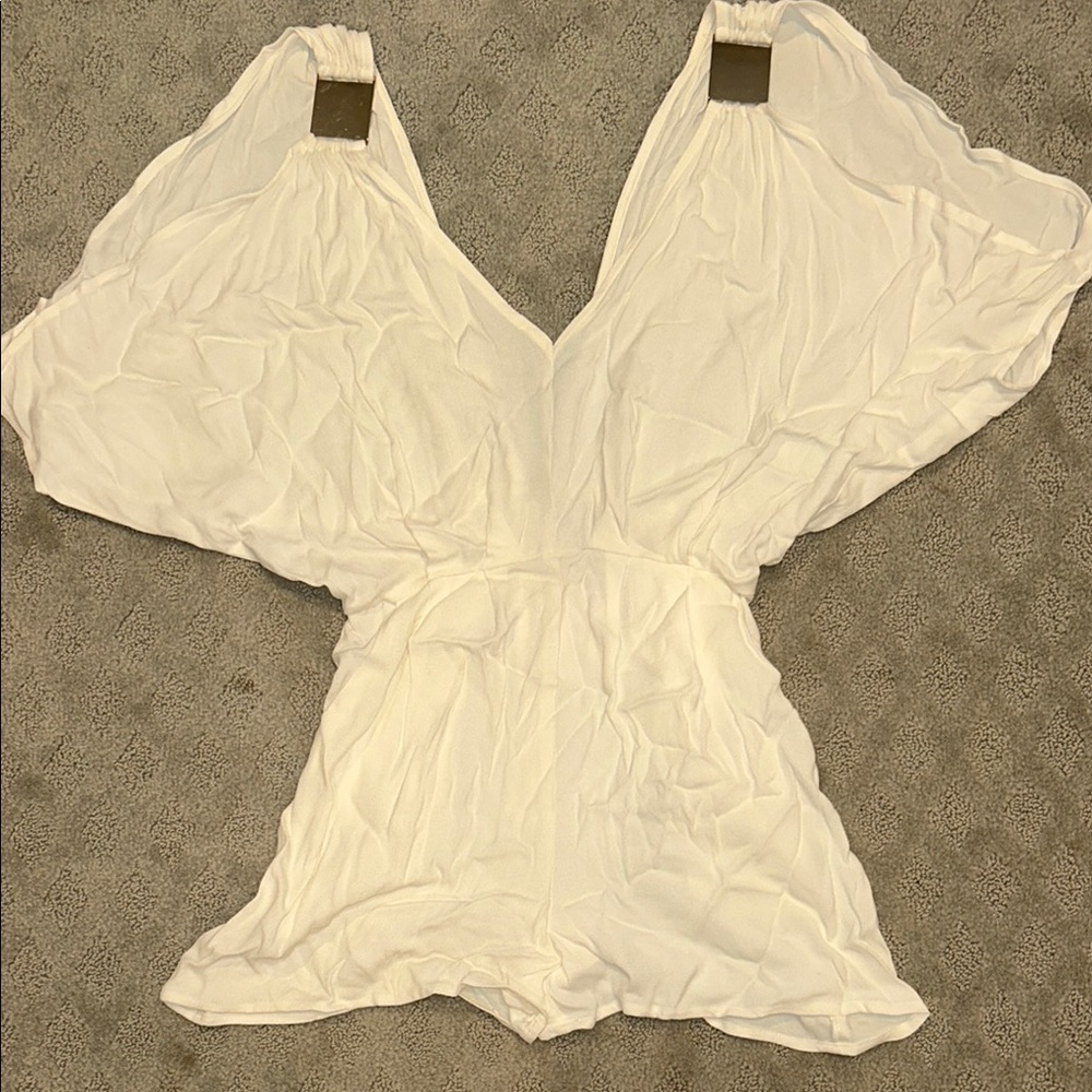 Olivaceous Cream Romper with Subtle Gold Details